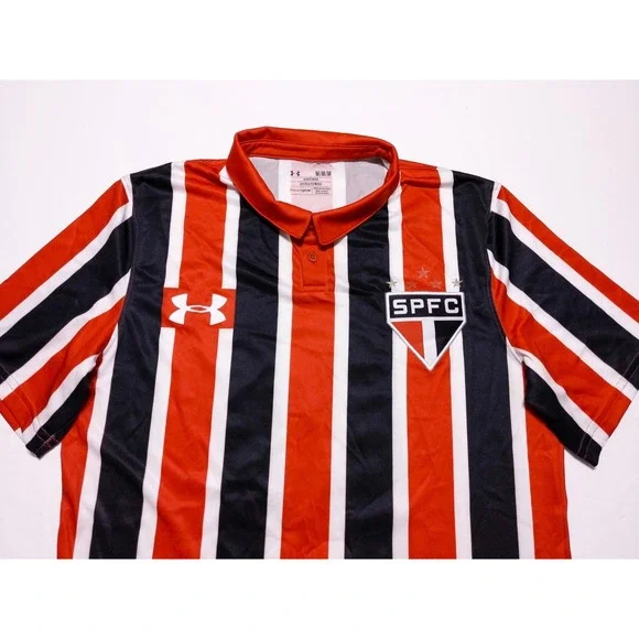 UNDER ARMOUR São Paulo SPFC Ferreira Soccer Football Jersey Red Striped Medium M